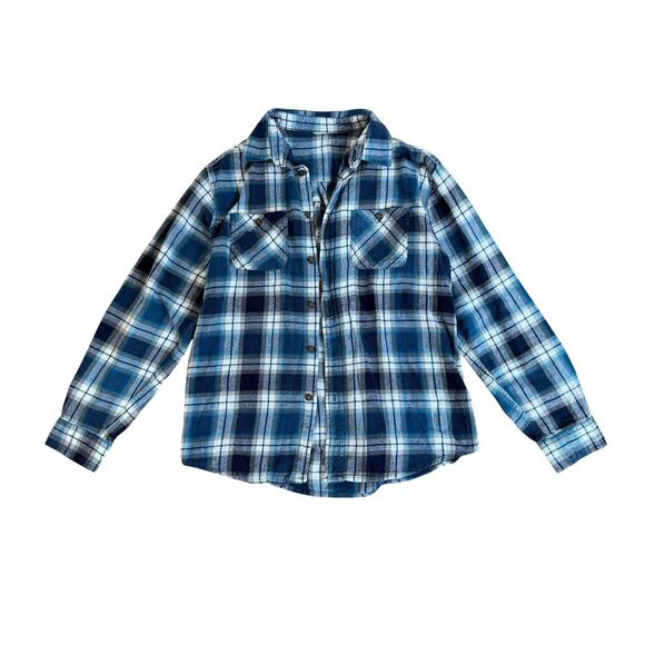 AC/DC Back In Black Plaid Flannel Upcycled Retro Vintage 70s 80s Metal Rock Sz S - Picture 3 of 8